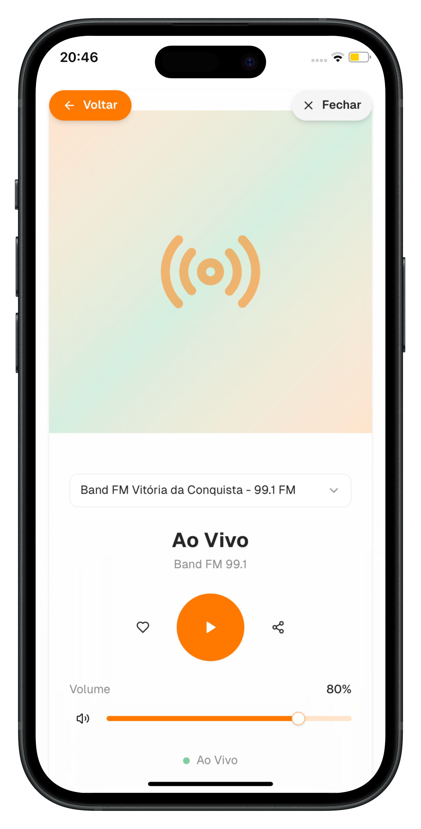 Player de Rádio Band FM