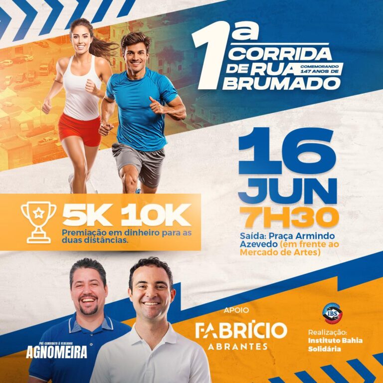 Em comemoração aos 147 anos de Brumado, Fabrício Abrantes participará da primeira corrida de rua do município