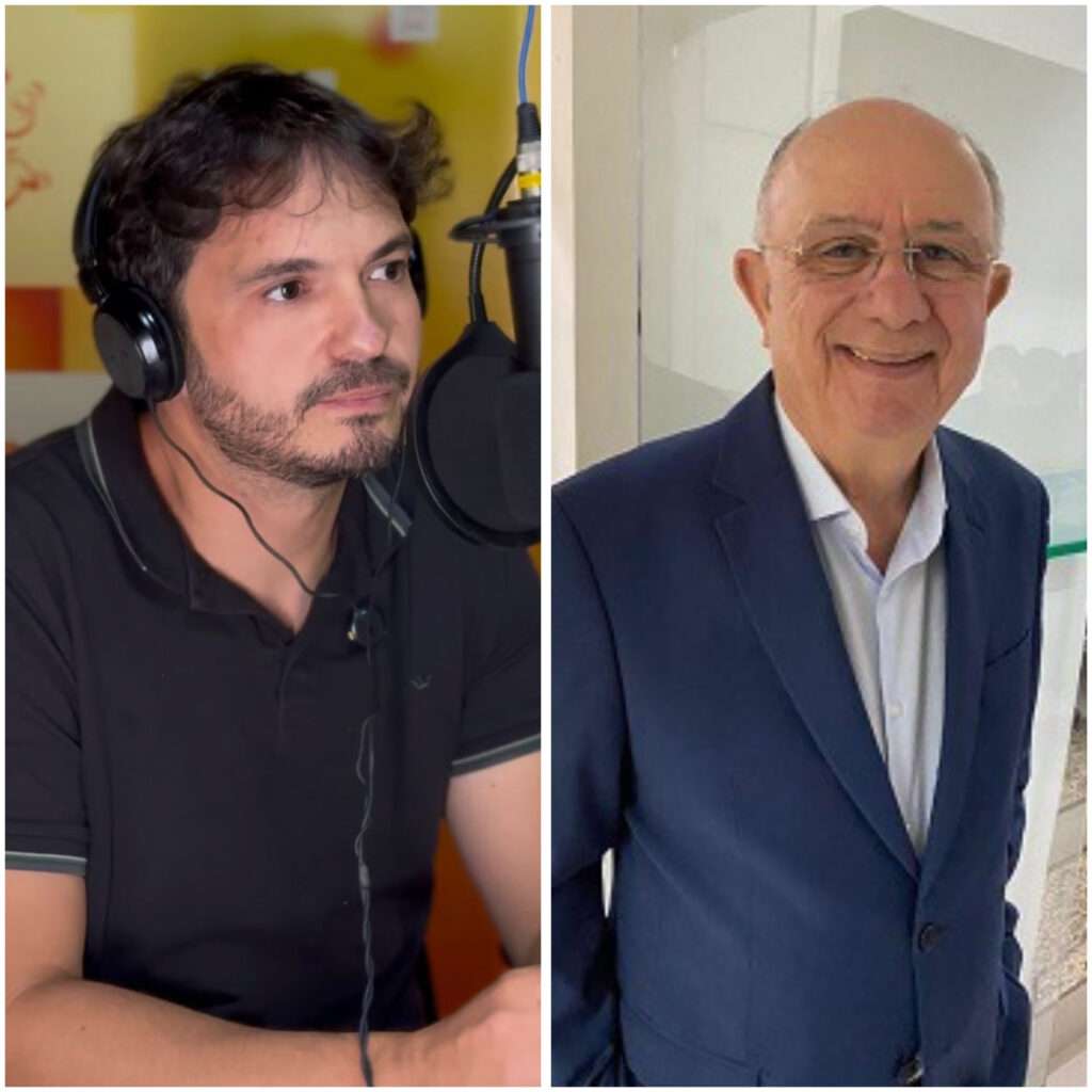Foto: Colagem com fotos do jornalista Rodrigo Ferraz e do prefeito de Feira de Santana, José Ronaldo (União Brasil)